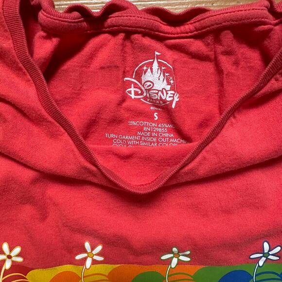 Disney red‎ rainbow Minnie cotton cropped oversized graphic shirt SIZE S - Picture 4 of 5